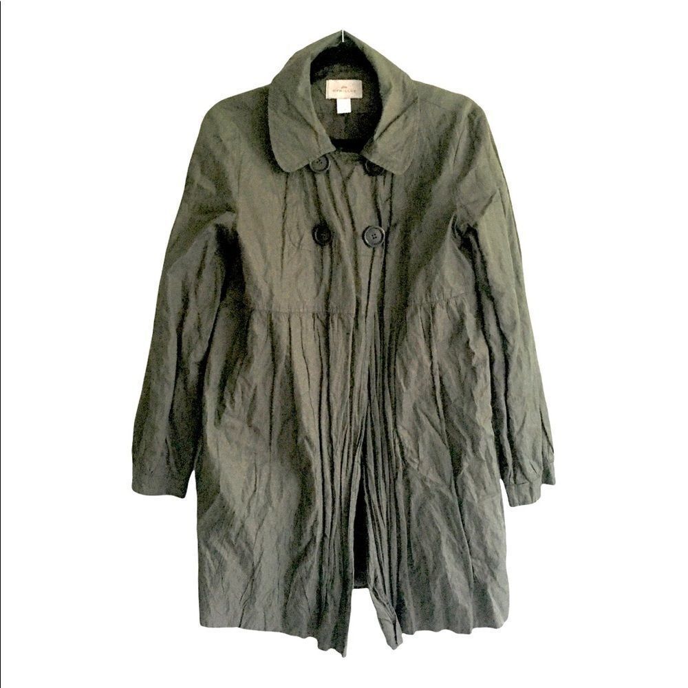 CYRILLUS PARIS Lightweight Krinkled Spring Summer Jacket Coat Green 12